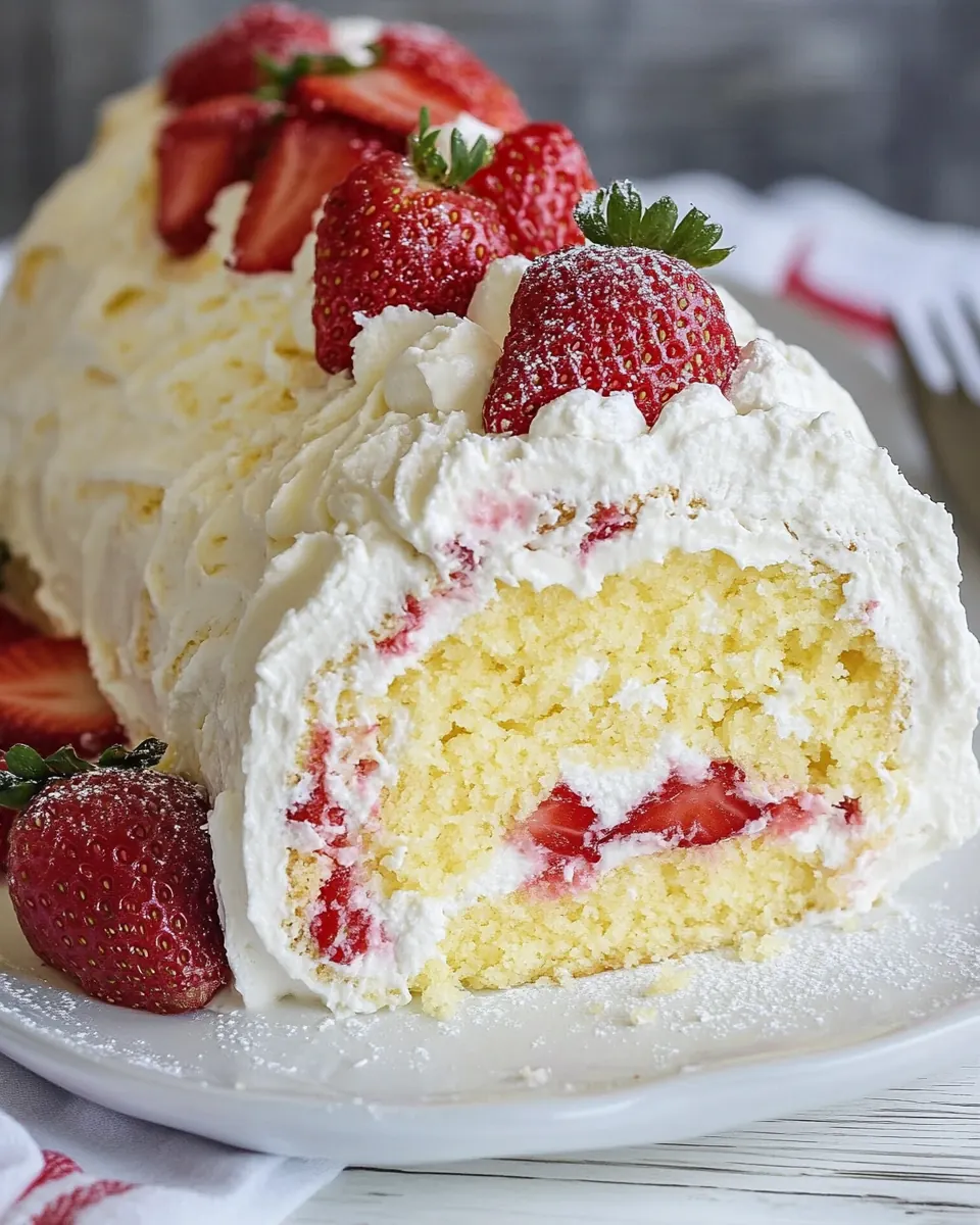 Lemon Strawberry Shortcake Cake Roll