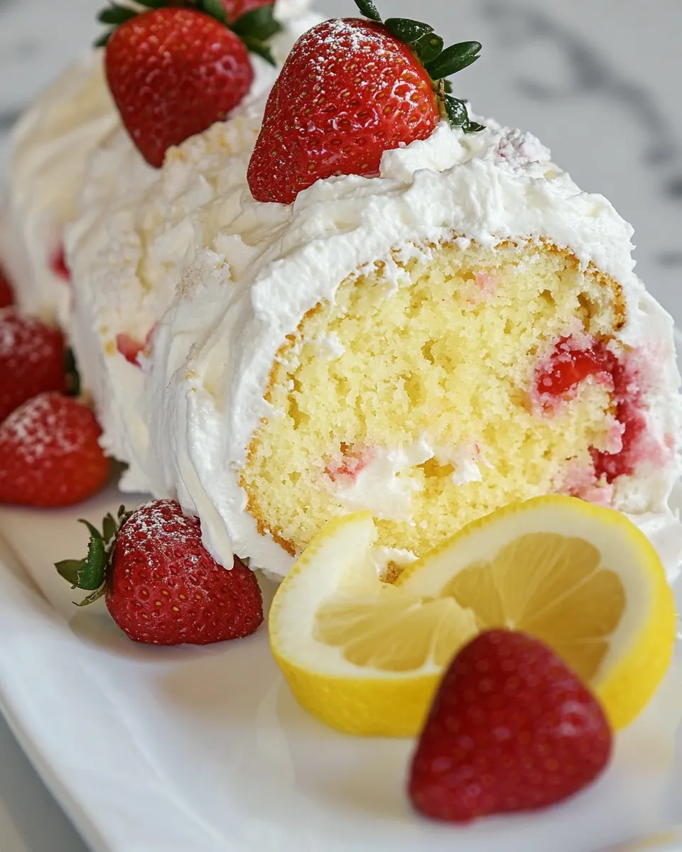 Lemon Strawberry Shortcake Cake Roll