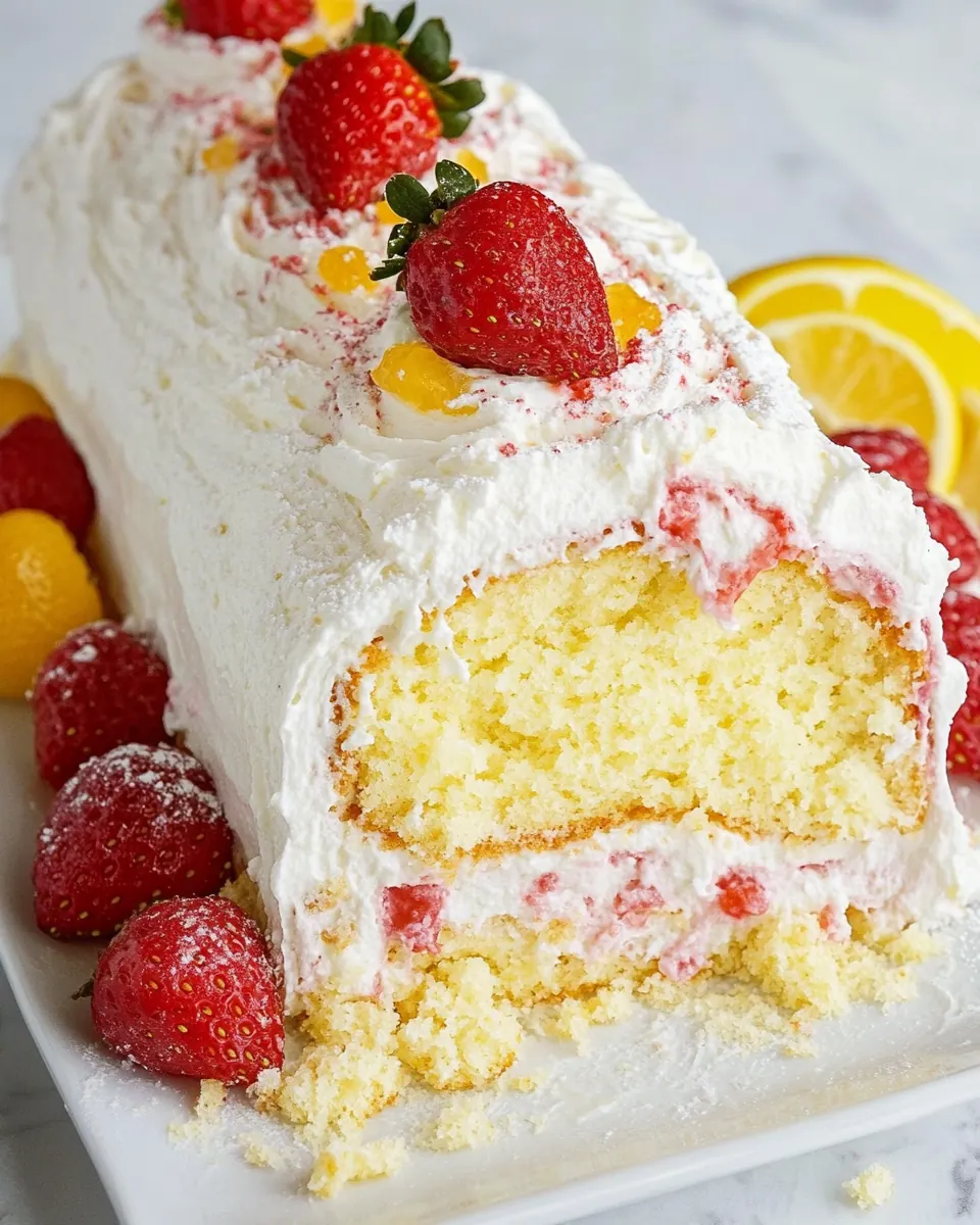 Lemon Strawberry Shortcake Cake Roll