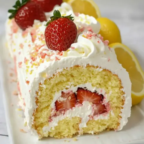 Lemon Strawberry Shortcake Cake Roll