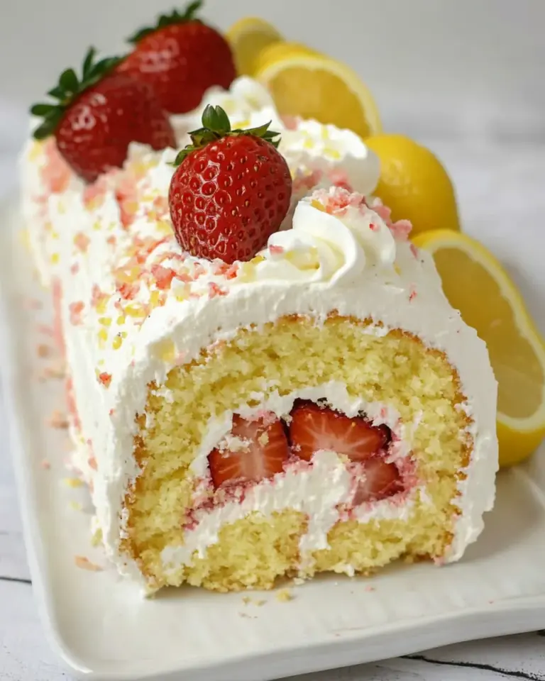 Lemon Strawberry Shortcake Cake Roll