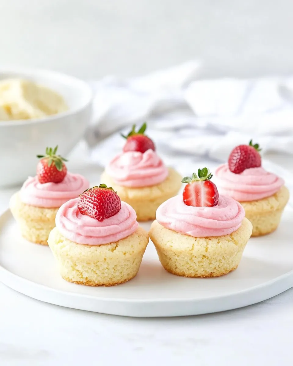 Lemon Sugar Cookie Cups with Strawberry Frosting