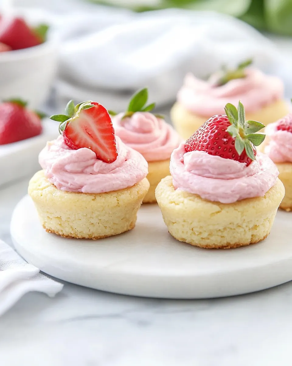 Lemon Sugar Cookie Cups with Strawberry Frosting