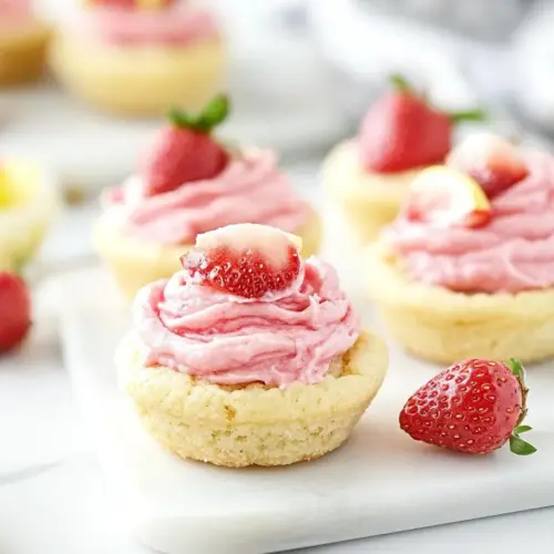Lemon Sugar Cookie Cups with Strawberry Frosting