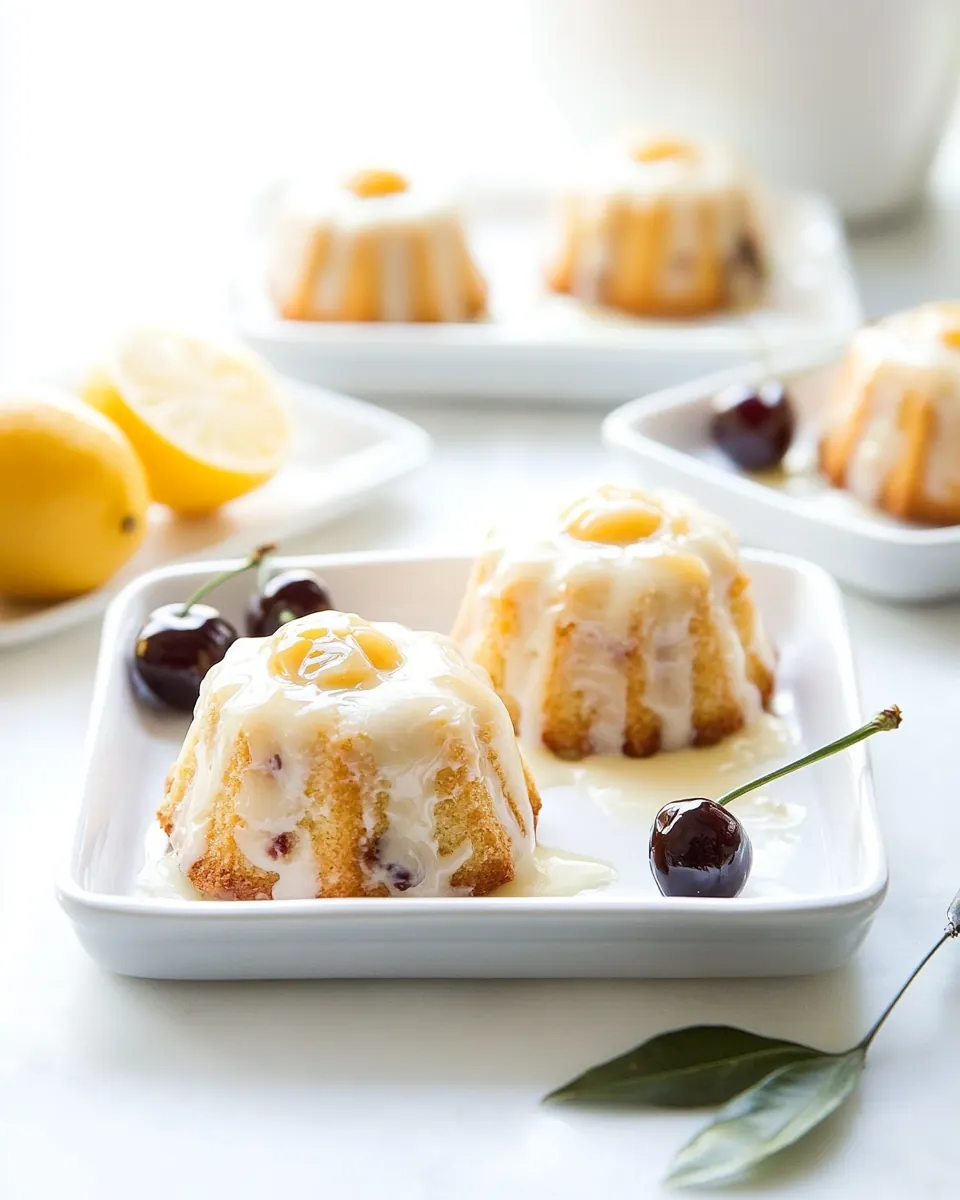 Lemon and Cherry Mini Bundt Cakes
