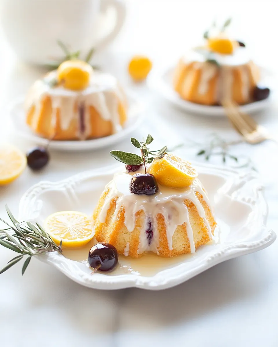 Lemon and Cherry Mini Bundt Cakes