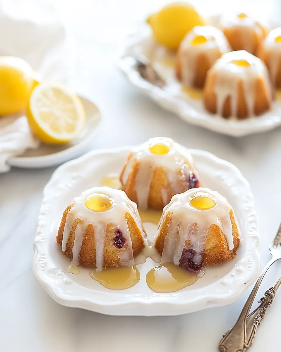 Lemon and Cherry Mini Bundt Cakes