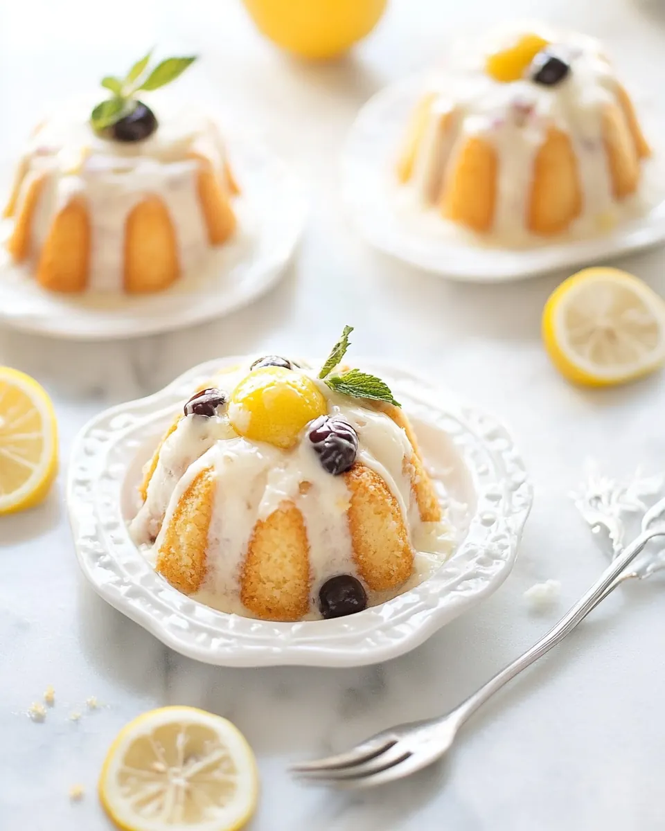 Lemon and Cherry Mini Bundt Cakes