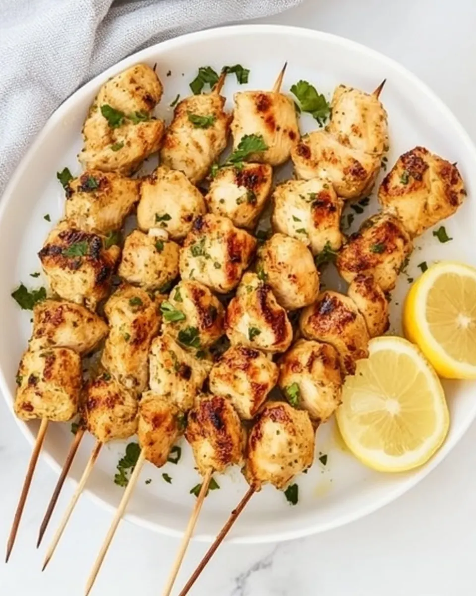 Lemony Marinated Chicken Skewers