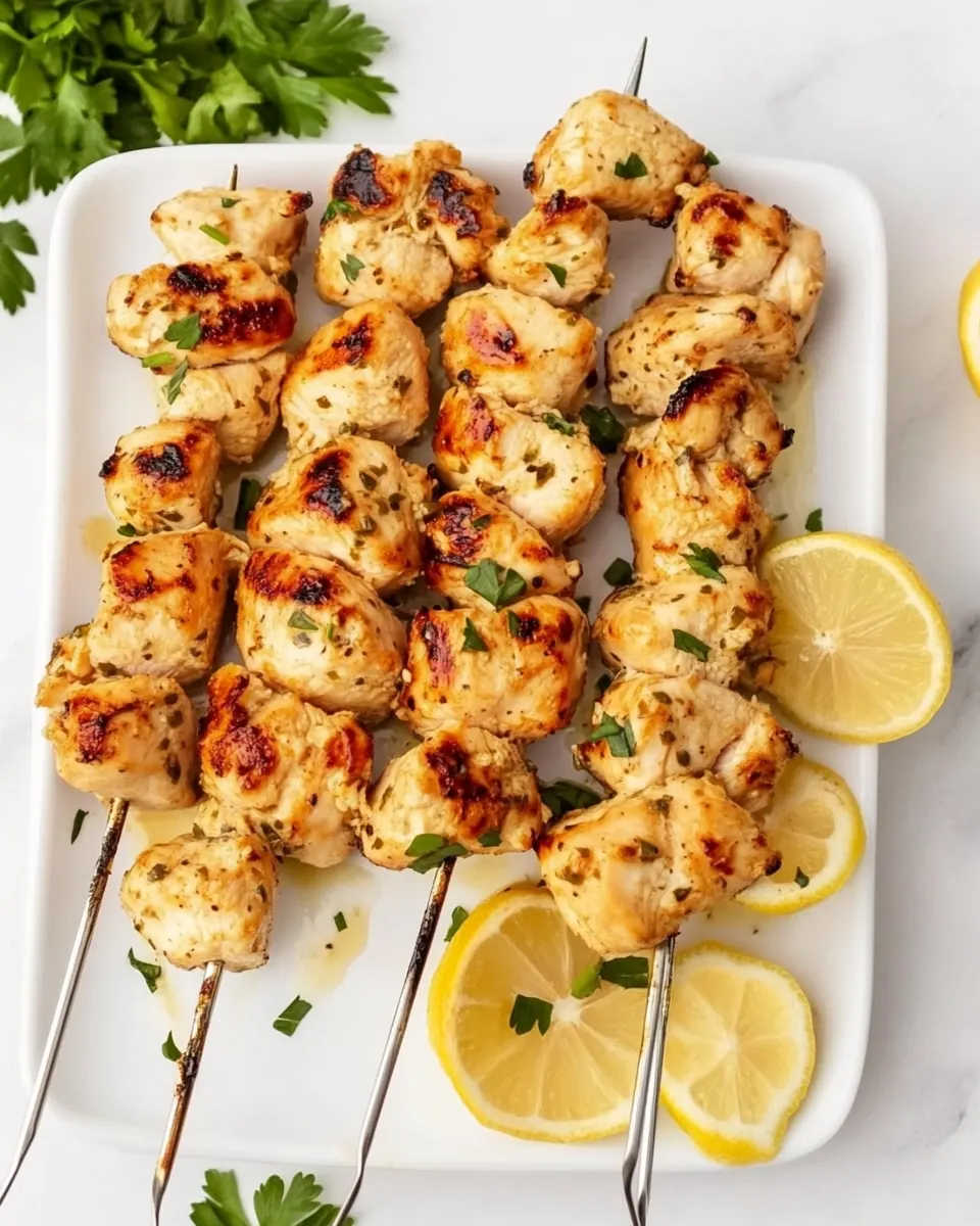Lemony Marinated Chicken Skewers