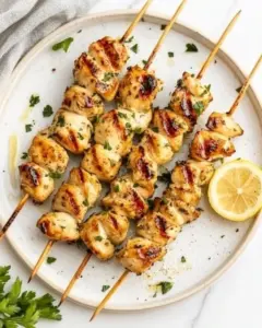 Lemony Marinated Chicken Skewers