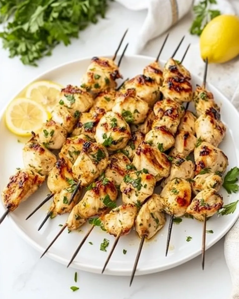 Lemony Marinated Chicken Skewers