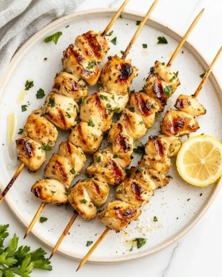 Lemony Marinated Chicken Skewers