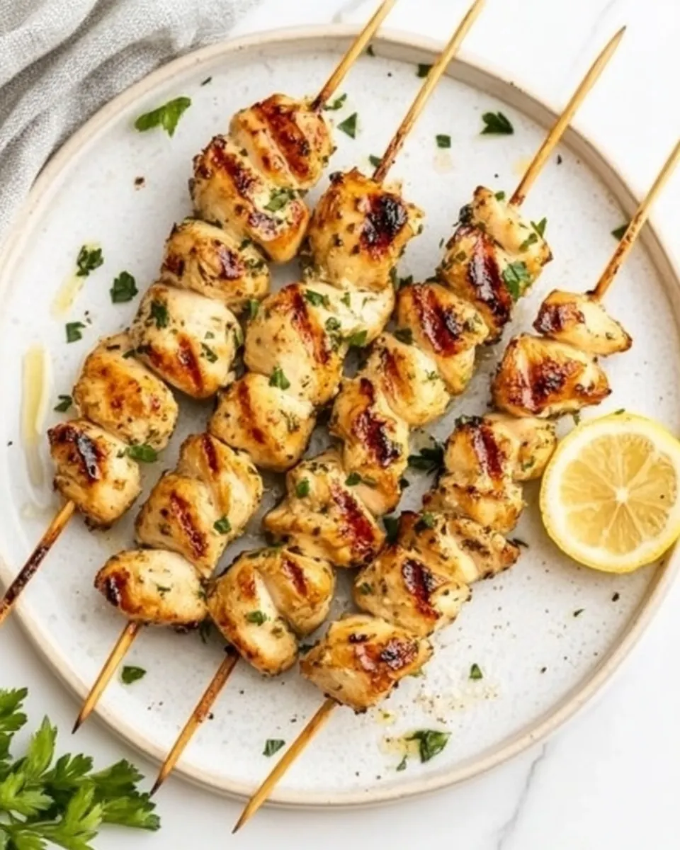 Lemony Marinated Chicken Skewers