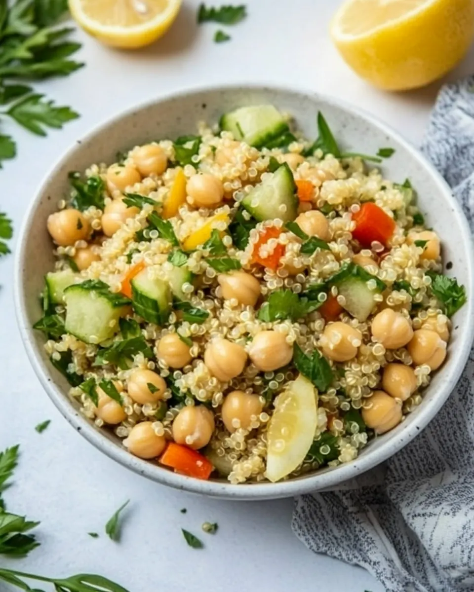 Lemony Quinoa Chickpea Salad