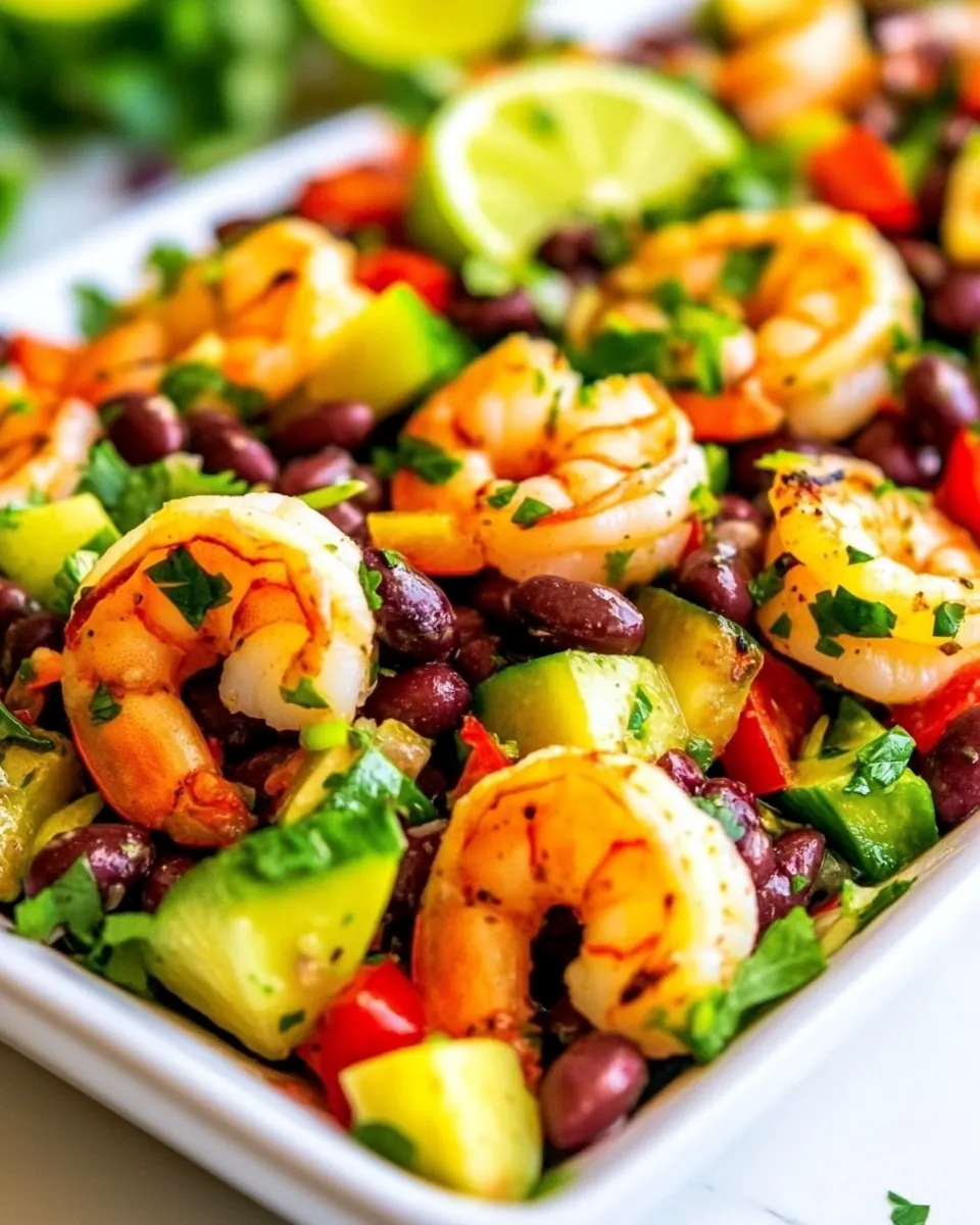Lime Cilantro Shrimp and Black Bean Salad