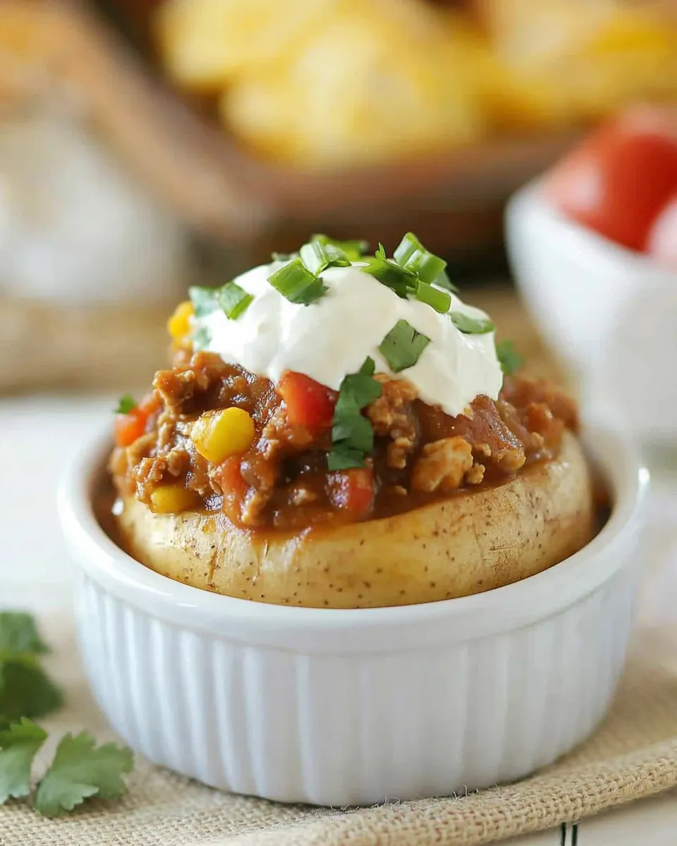 Loaded Turkey Chili Baked Potato