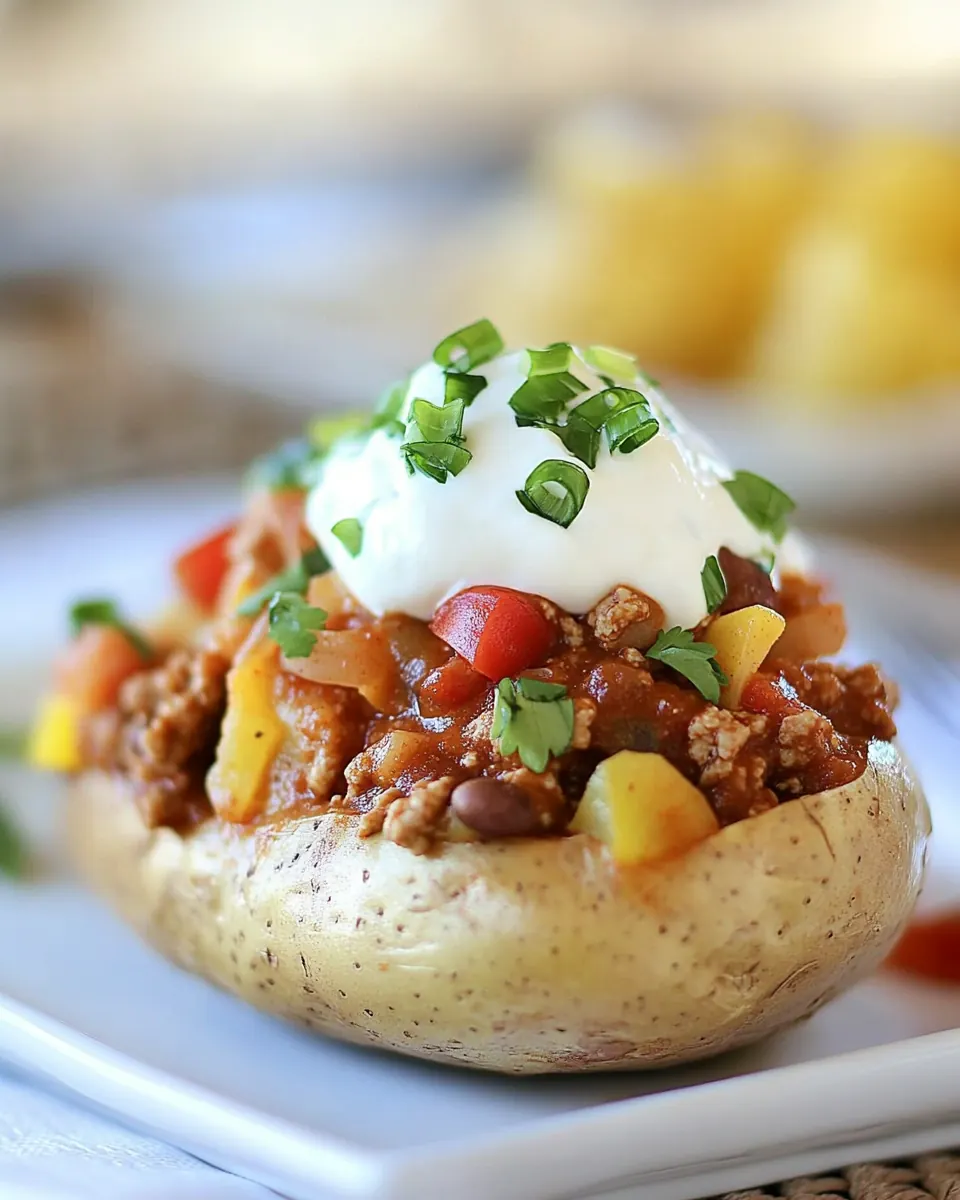 Loaded Turkey Chili Baked Potato