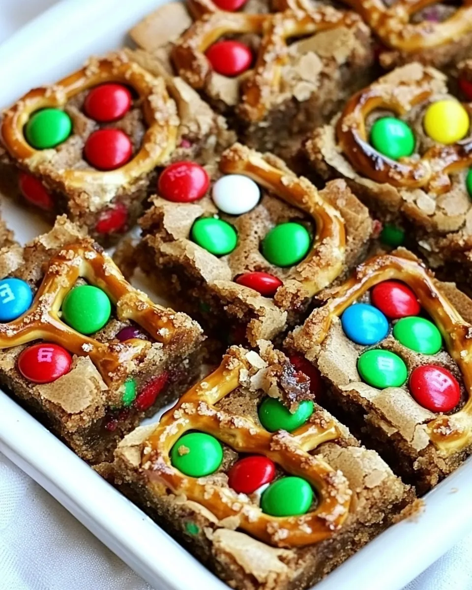 M&M Pretzel Blondies