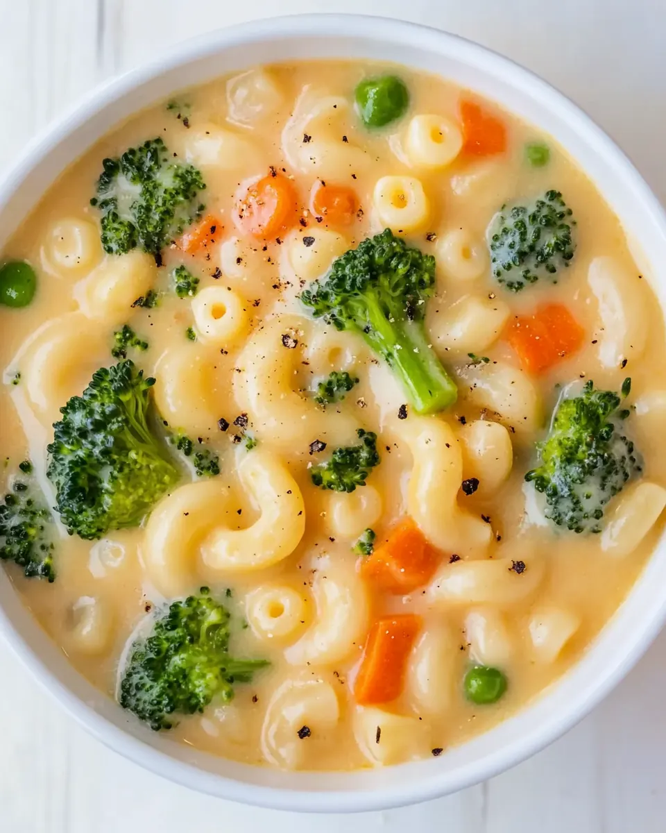 Macaroni and Cheese Soup with Broccoli