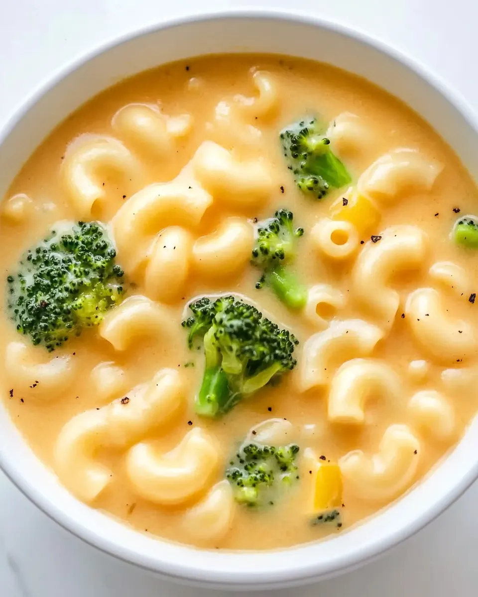 Macaroni and Cheese Soup with Broccoli