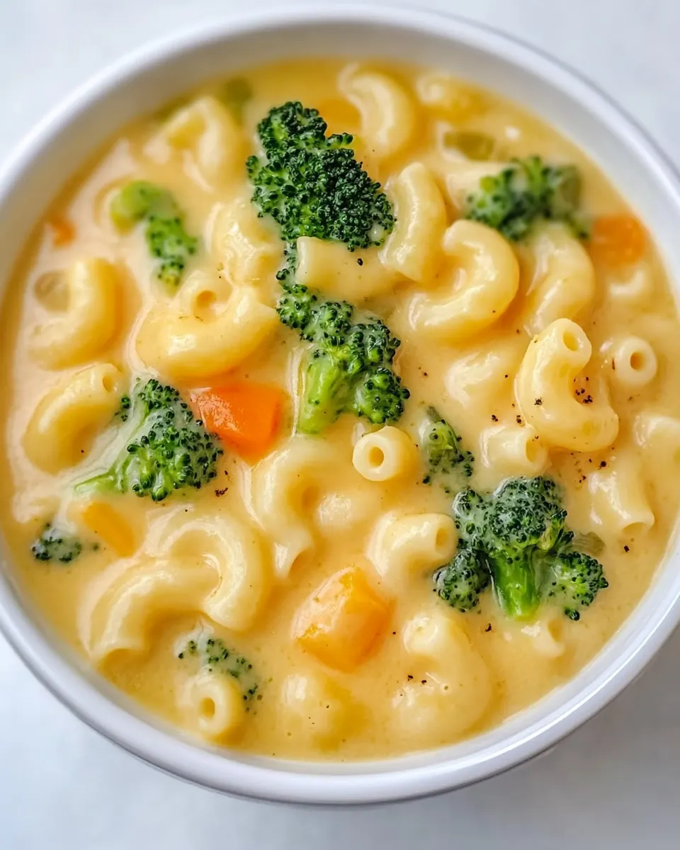 Macaroni and Cheese Soup with Broccoli