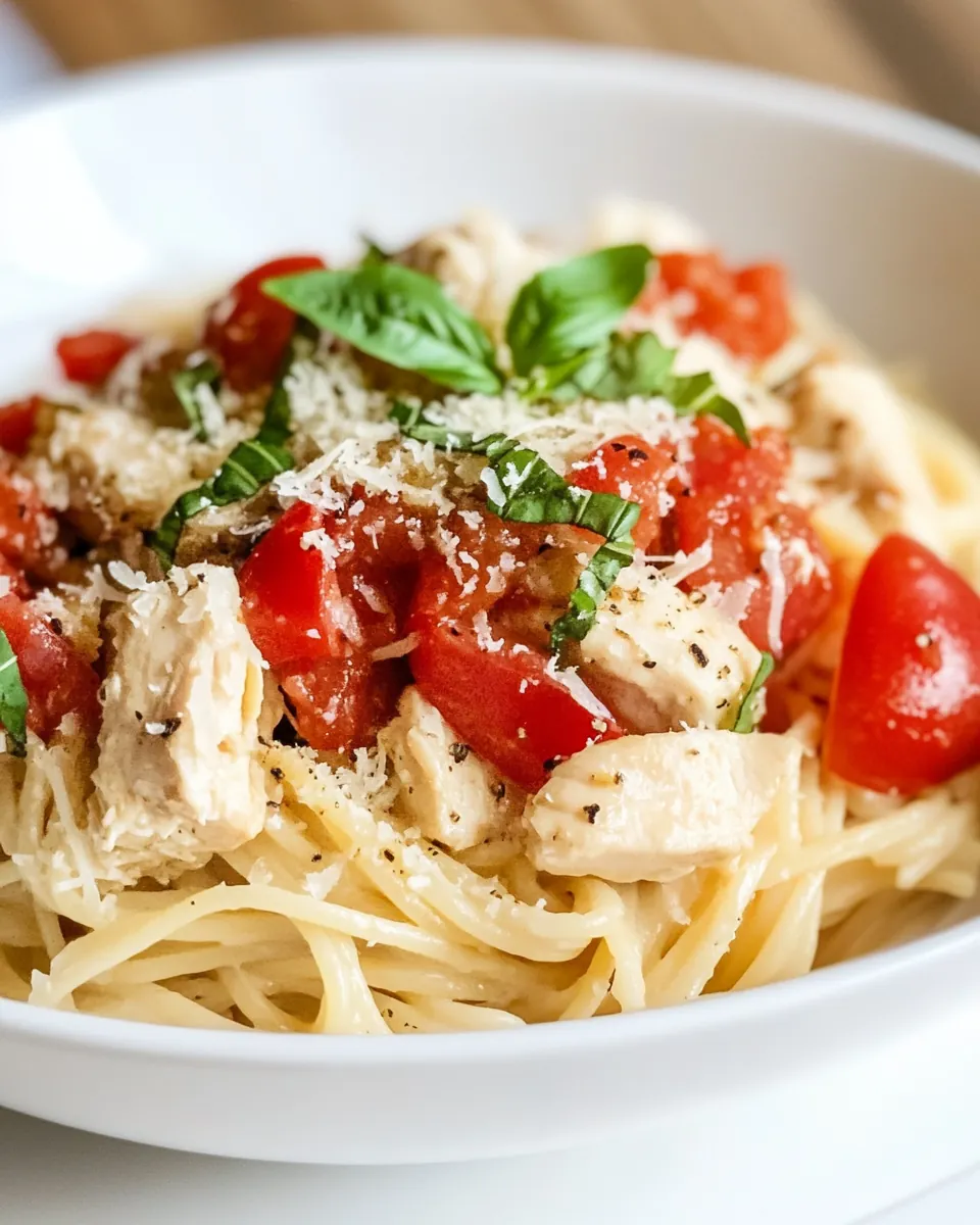 Macro Friendly Bruschetta Chicken Pasta
