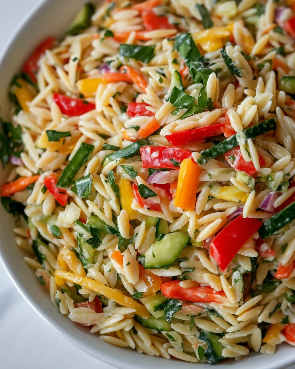 Macro Friendly Veggie Orzo Salad