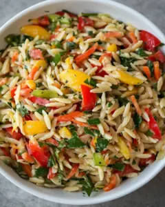 Macro Friendly Veggie Orzo Salad