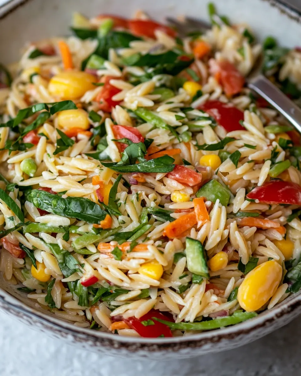 Macro Friendly Veggie Orzo Salad