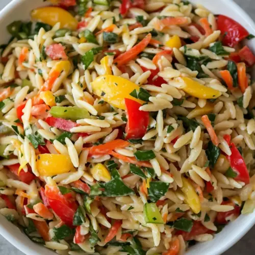 Macro Friendly Veggie Orzo Salad