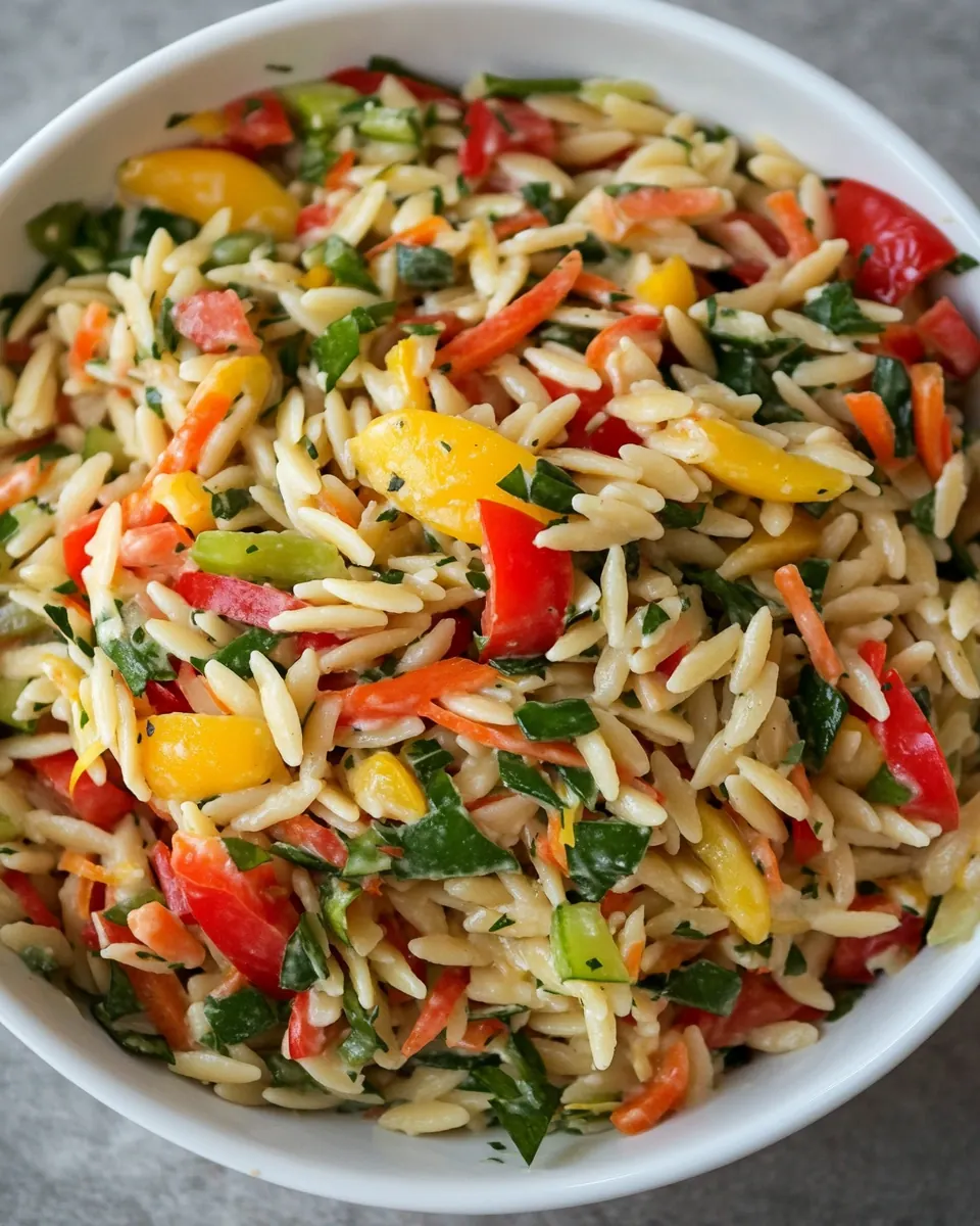 Macro Friendly Veggie Orzo Salad
