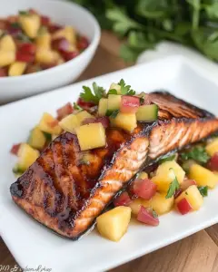 Maple Glazed Salmon with Mango Pineapple Salsa