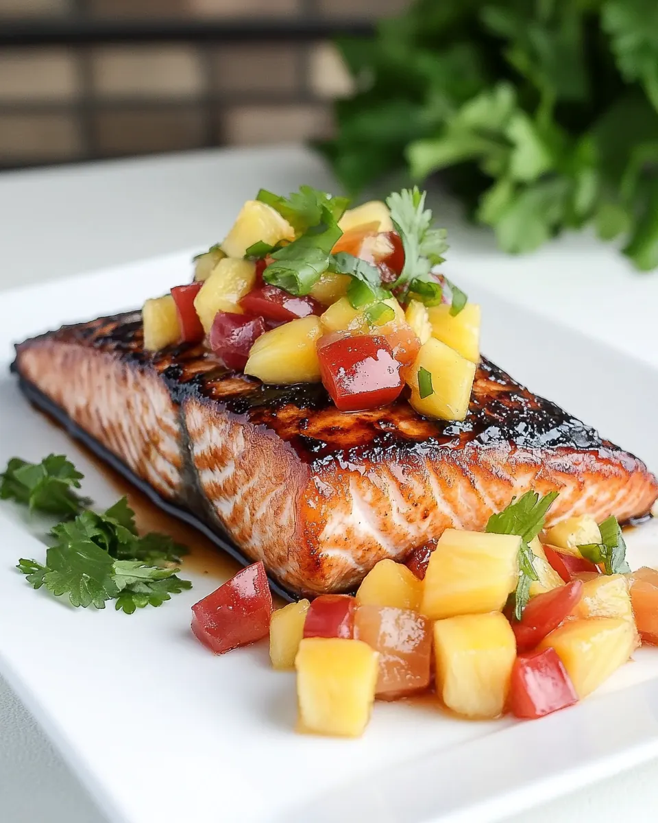 Maple Glazed Salmon with Mango Pineapple Salsa