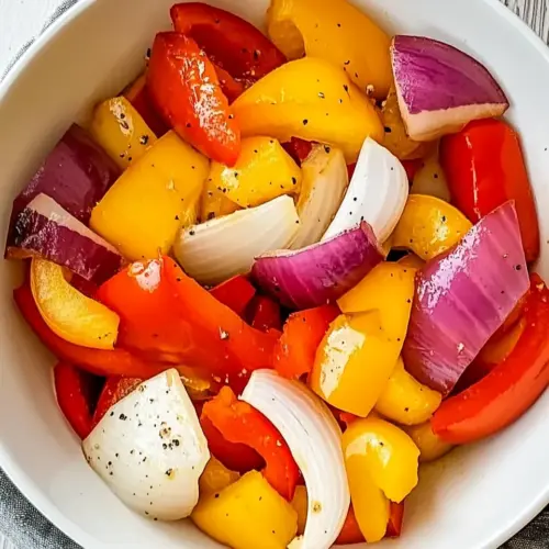 Marinated Peppers and Onions for Grilling or Roasting
