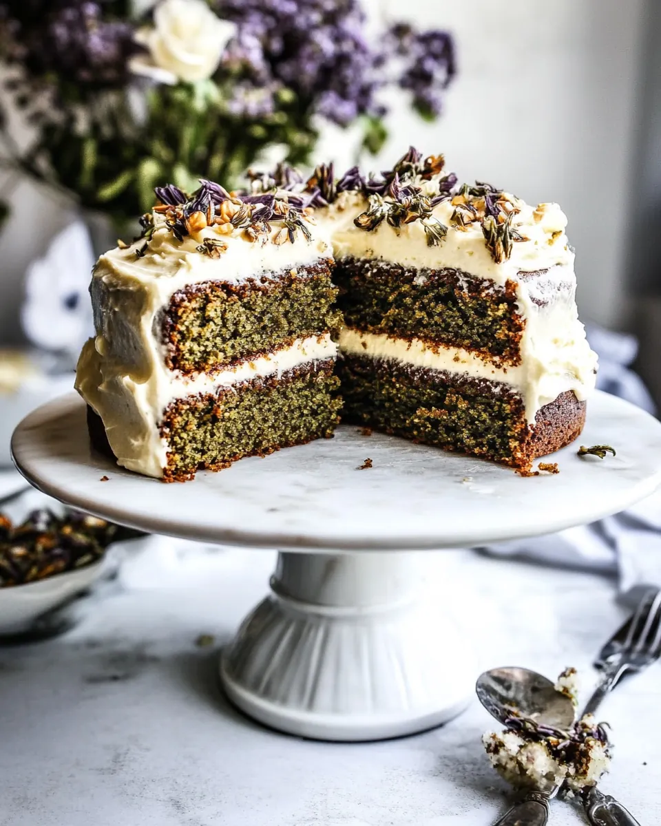 Matcha Green Tea Cake with Vanilla Honey Cream Cheese Frosting