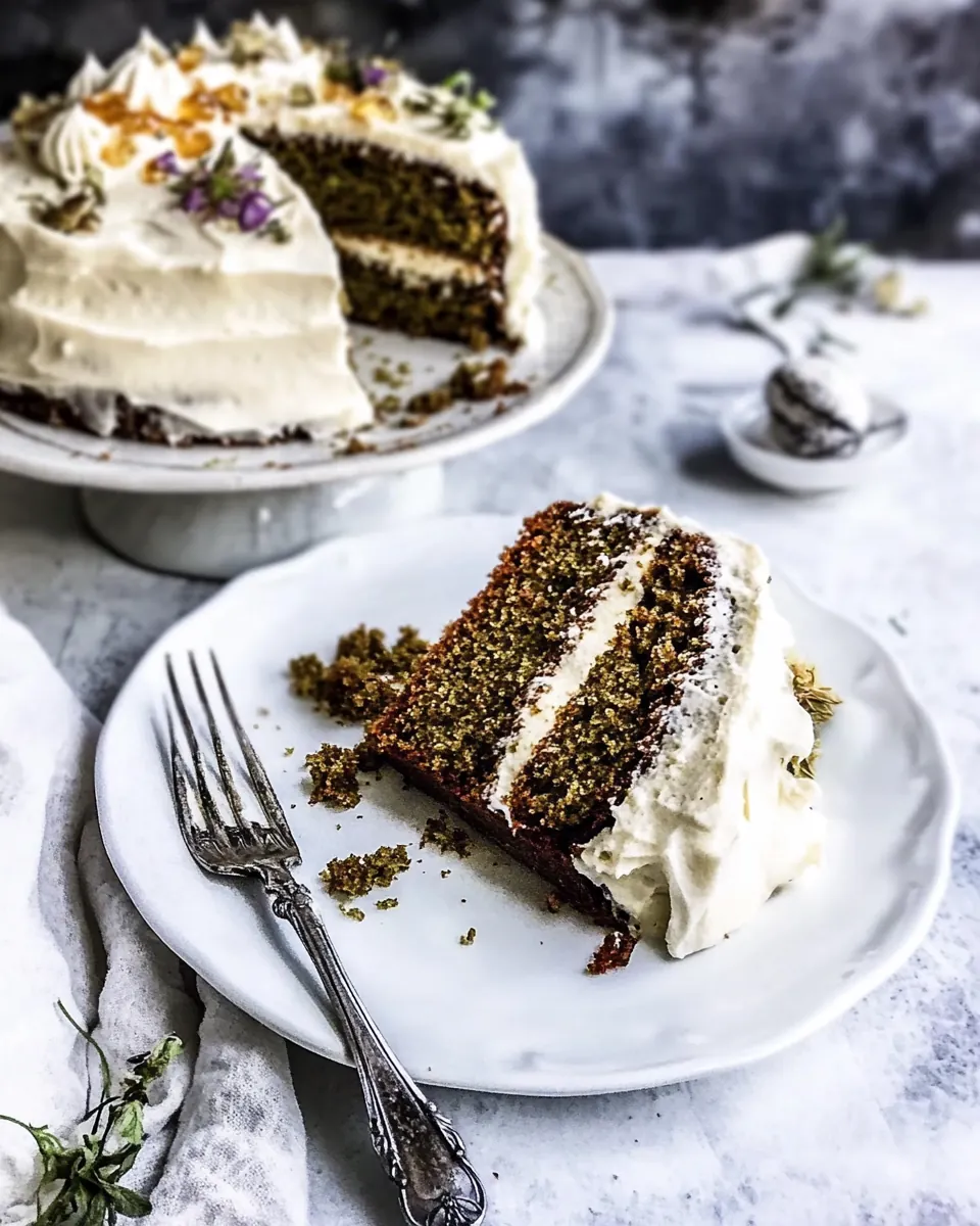 Matcha Green Tea Cake with Vanilla Honey Cream Cheese Frosting