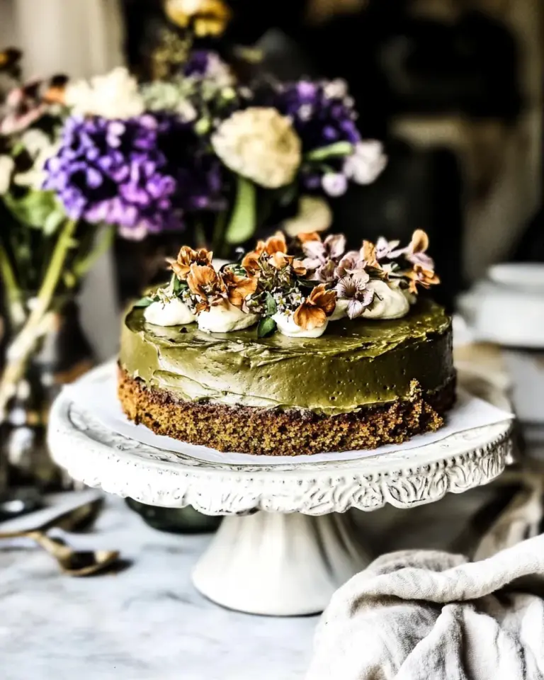 Matcha Green Tea Cake with Vanilla Honey Cream Cheese Frosting