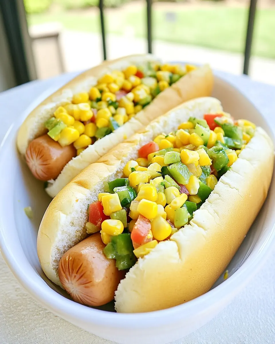 Mexican Corn Salad Hot Dogs