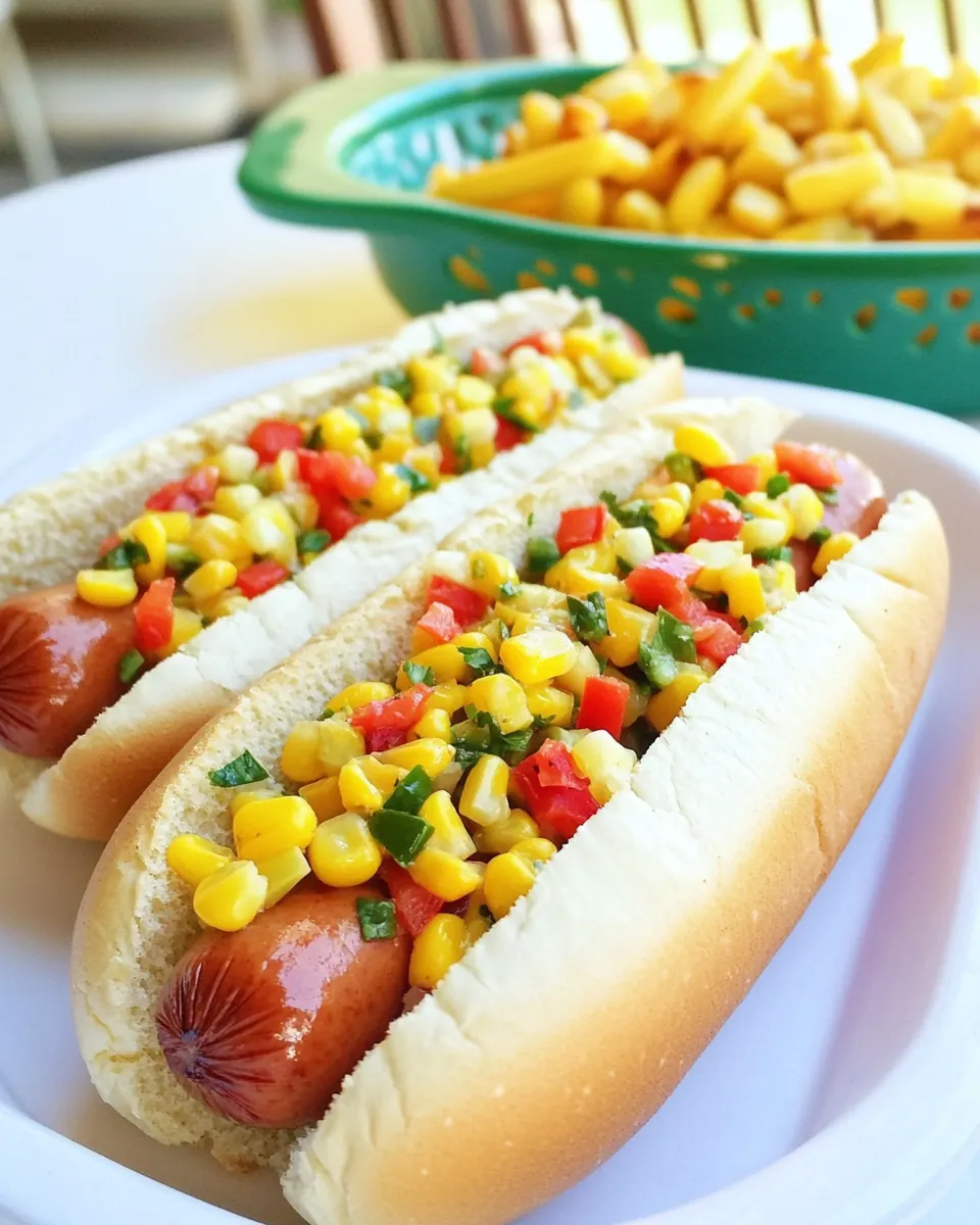Mexican Corn Salad Hot Dogs