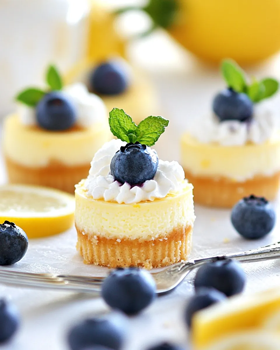 Miniature Lemon Blueberry Cheesecakes