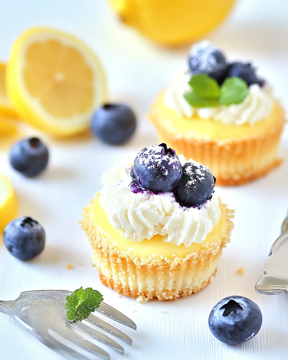 Miniature Lemon Blueberry Cheesecakes