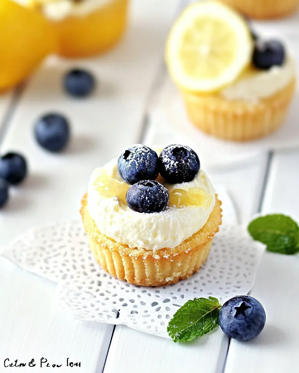 Miniature Lemon Blueberry Cheesecakes