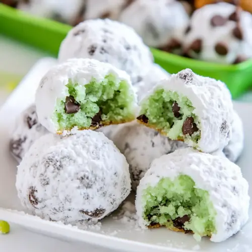 Mint Chocolate Chip Snowball Cookies