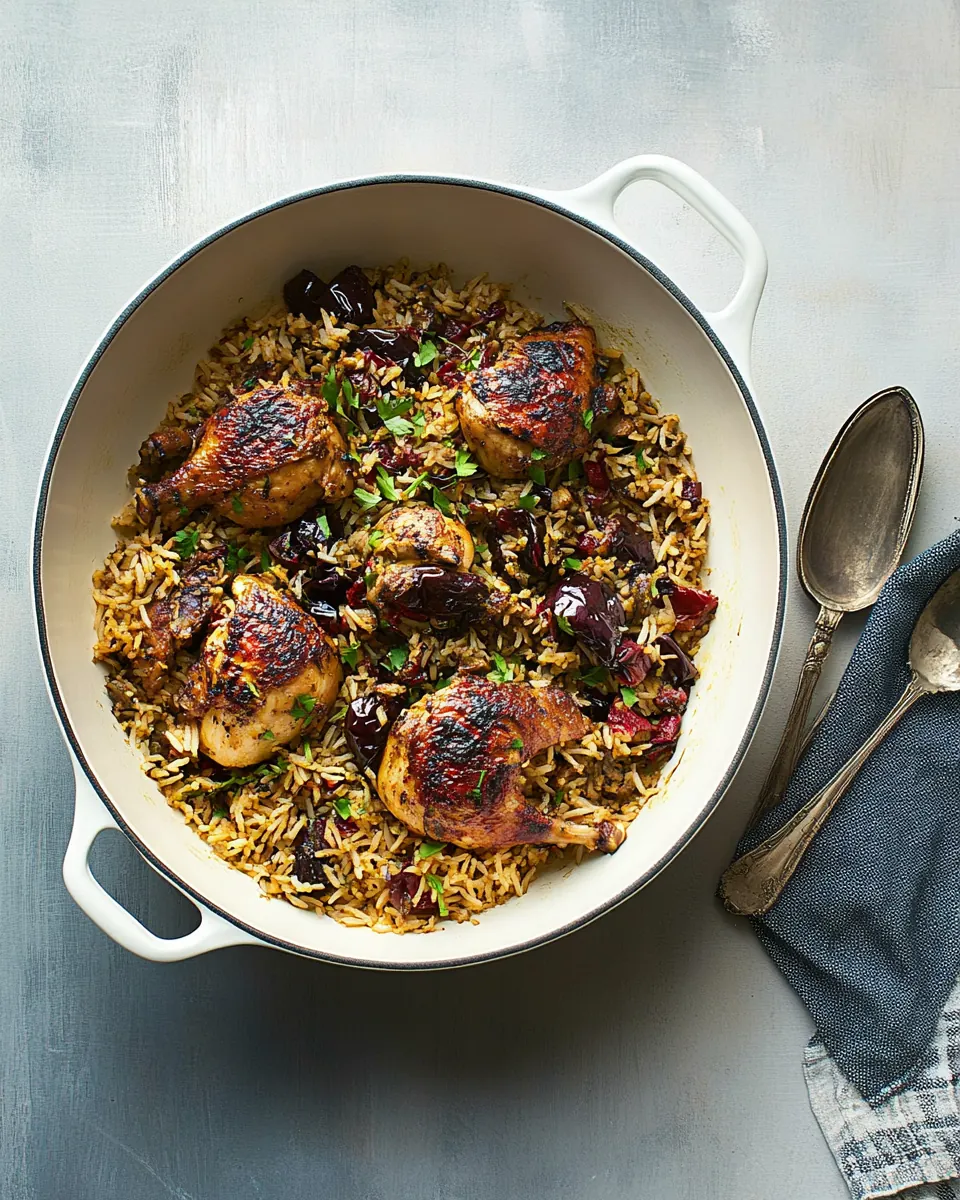 Moroccan chicken and rice with aubergine