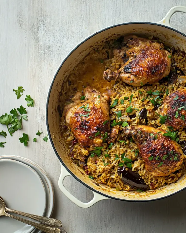 Moroccan chicken and rice with aubergine