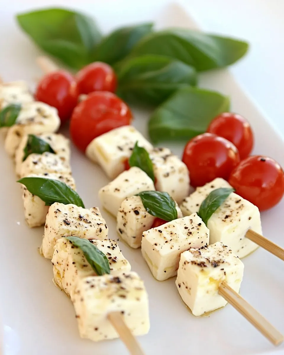 Mozzarella Basil and Tomato Skewers