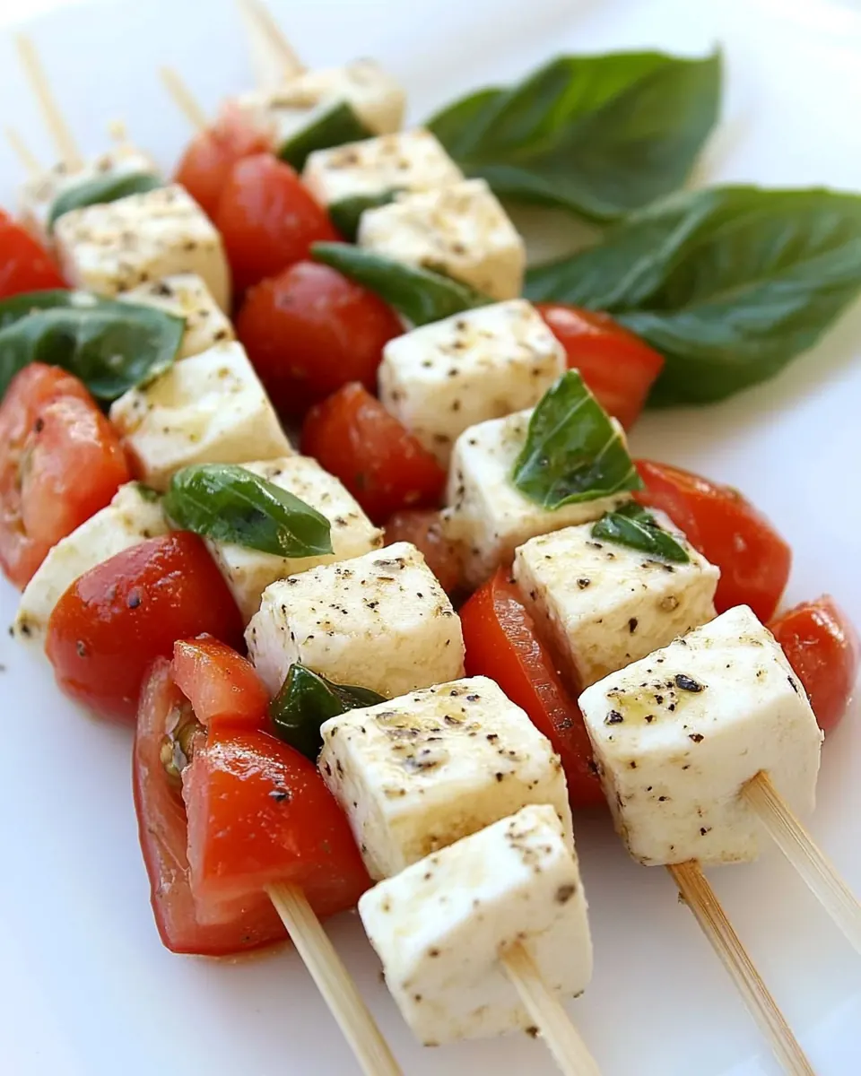 Mozzarella Basil and Tomato Skewers