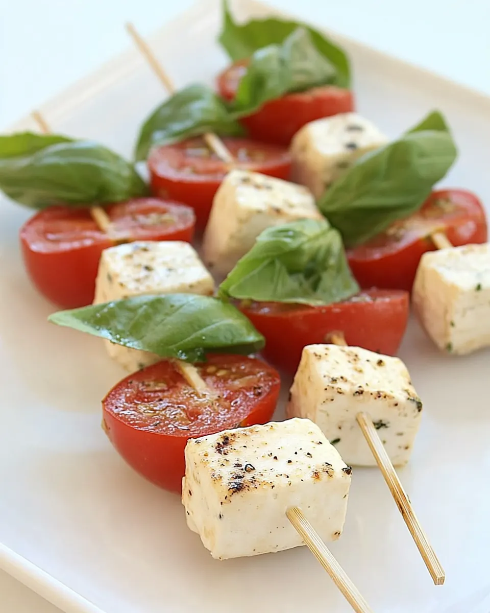 Mozzarella Basil and Tomato Skewers