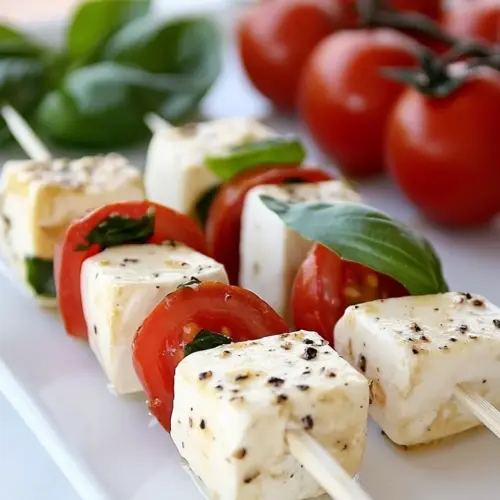 Mozzarella Basil and Tomato Skewers